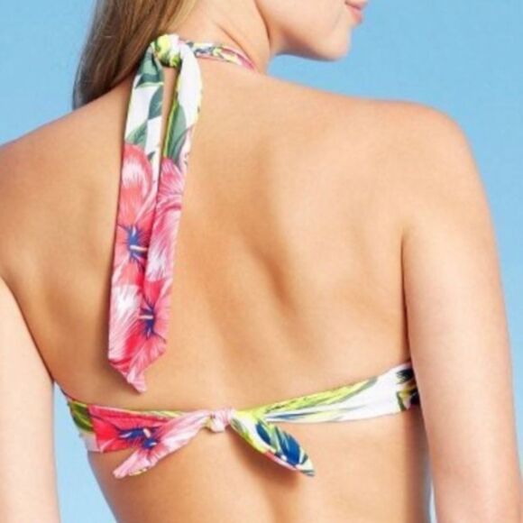 KONA Sol tropical floral print halter bikini top woman's‎ Size small NEW padded - Picture 3 of 13